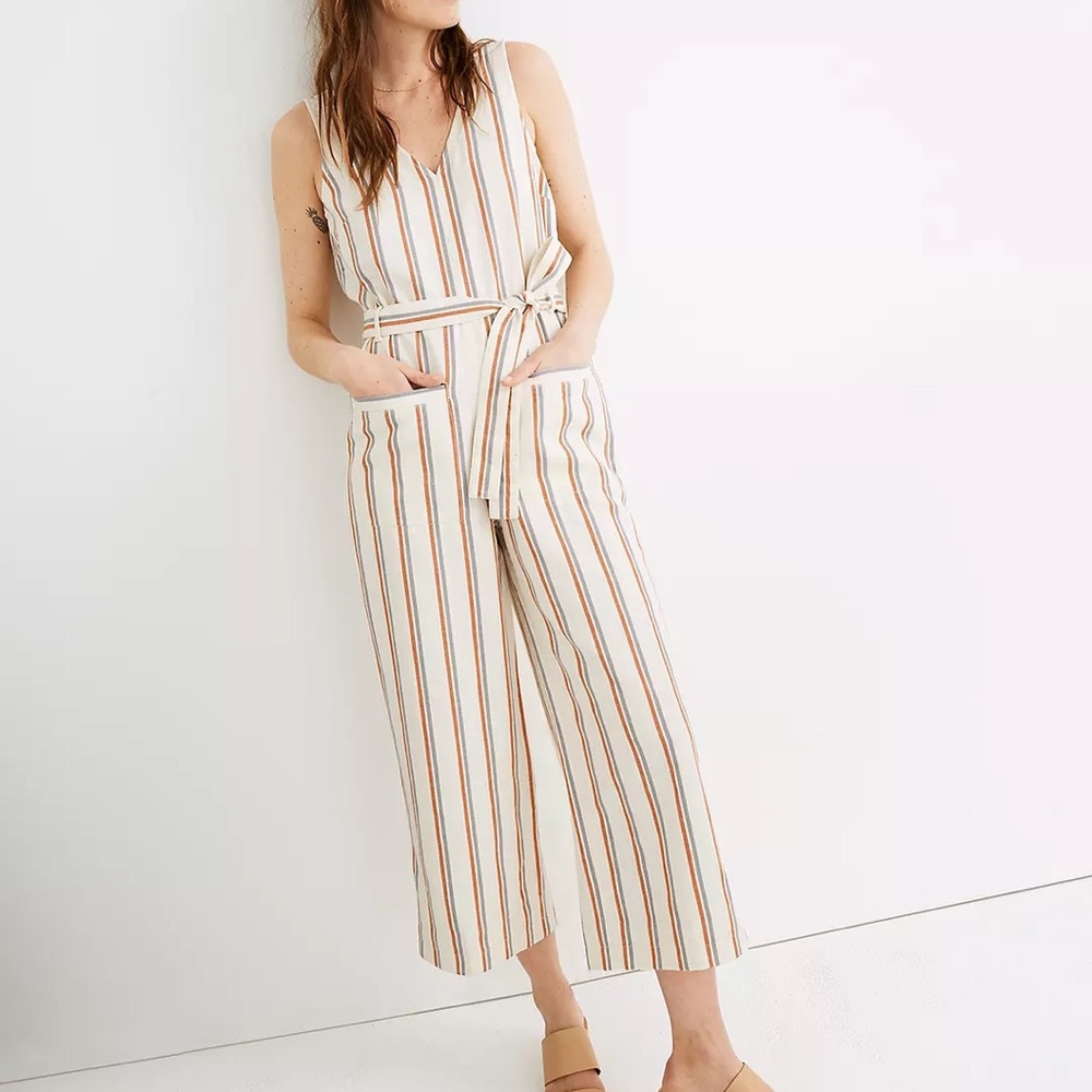 Madewell striped pull on jumpsuit